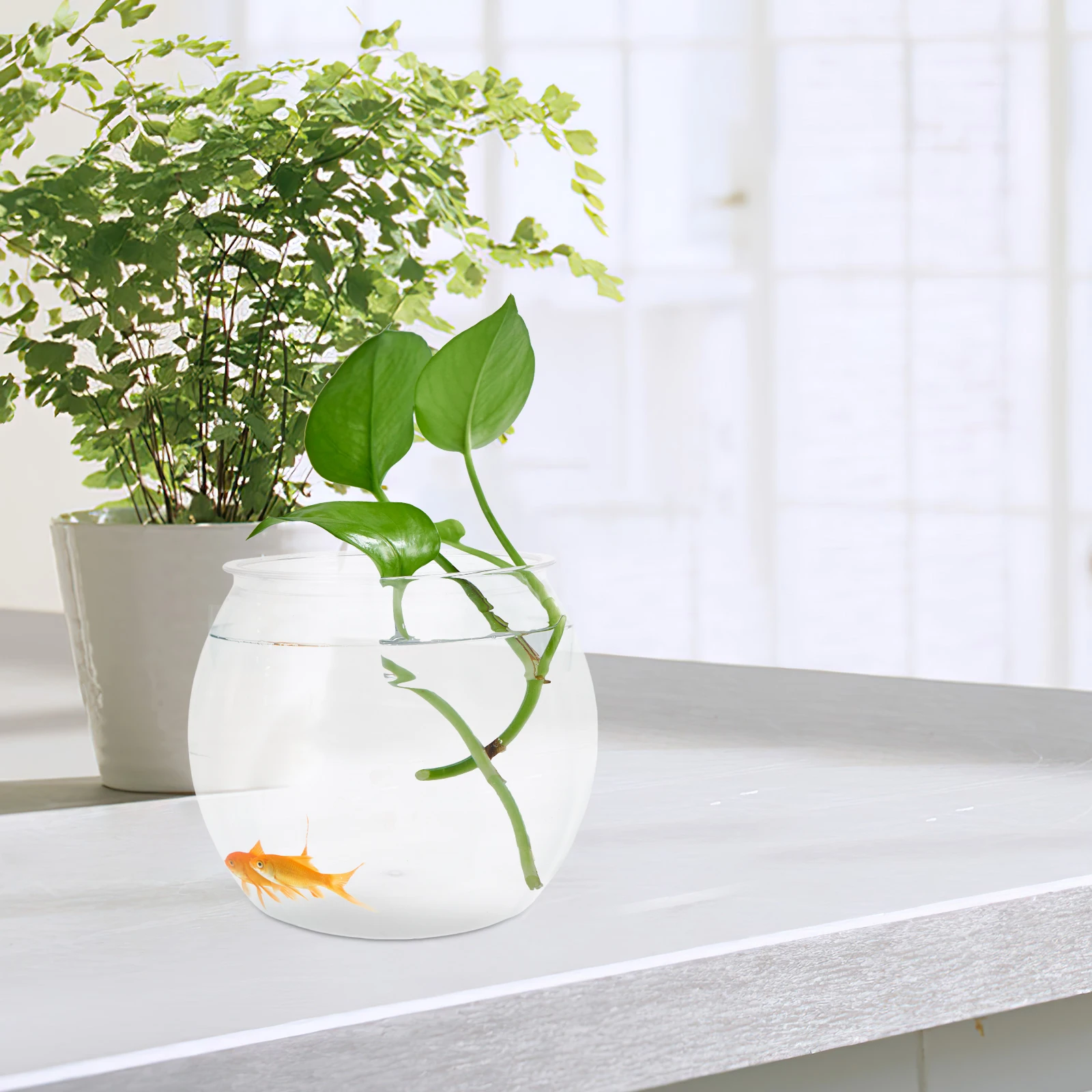 

Fish Tank Chinese Daffodil Pot Clear Hydroponic Vase Desktop Small Round Aquarium Flower Bowl