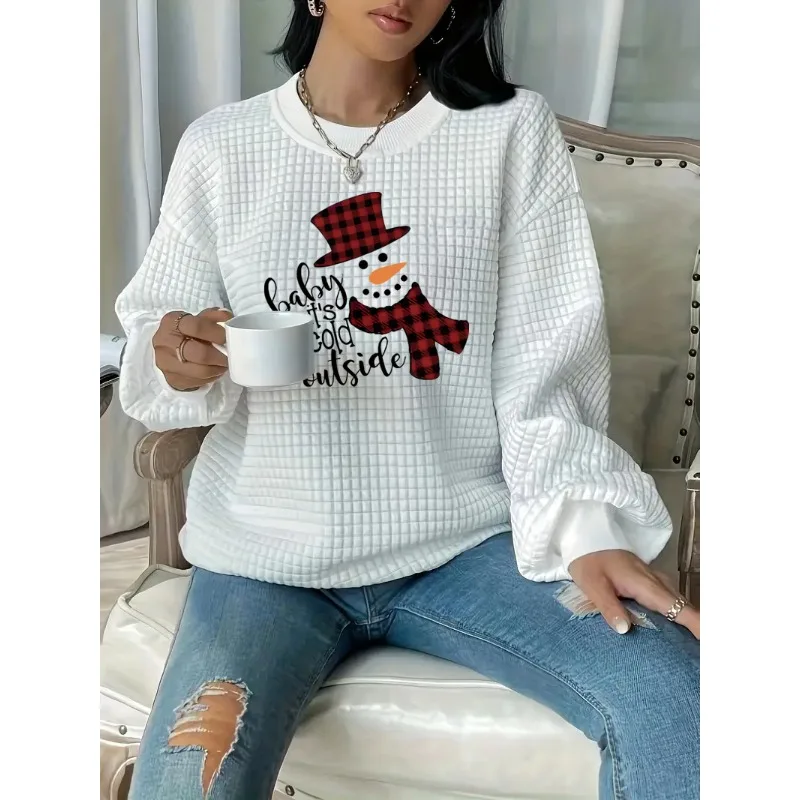 

Christmas Snowman Printed Waffle Women's Hoodie - Soft and Skin Friendly Fabric, Comfortable, Free and Easy To Wear