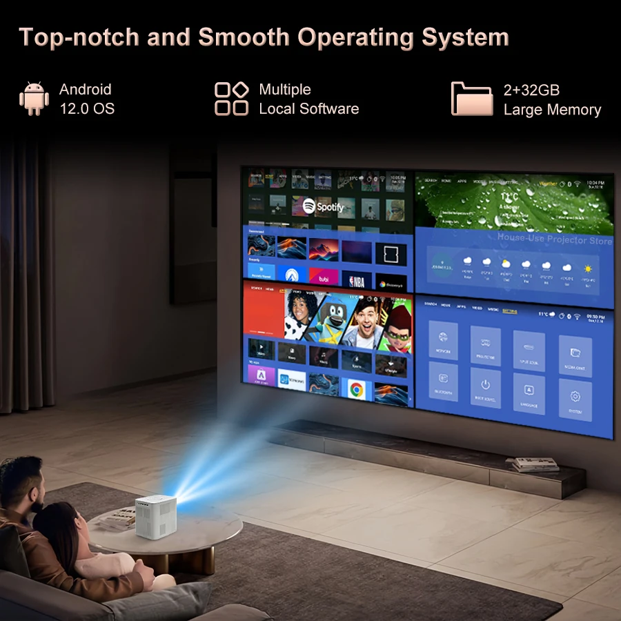 FlixTone E800 프로젝터 2K 4K 풀 HD 3000 영화용 ANSI 프로젝터 스마트 tv 안드로이드 데이터 쇼 홈 시네마 WiFi 6 PK DLP 비머