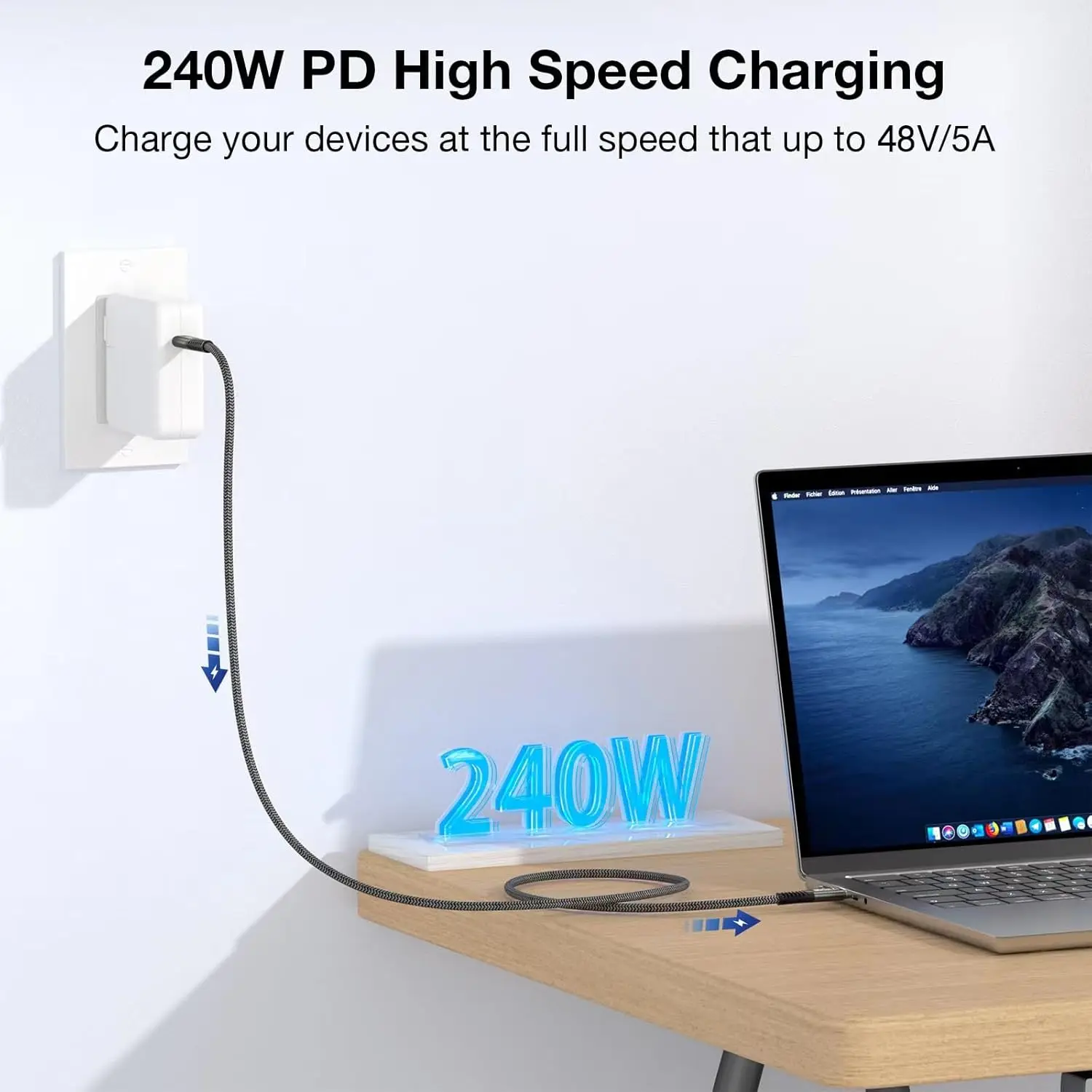 كابل USB نوع C Thunderbolt ، فيديو 4K ، ماك بوك ، USB ، Gen2 ، 20Gbps ، W ، 5A ، USB3.1 Gen2