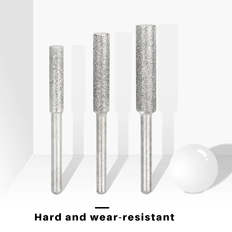 CMCP Diamond Coated Cylindrical Burr 4/4.8/5.5mm Dia Chainsaw Sharpener Stone File 3mm Shank for Dremel Rotary Tool