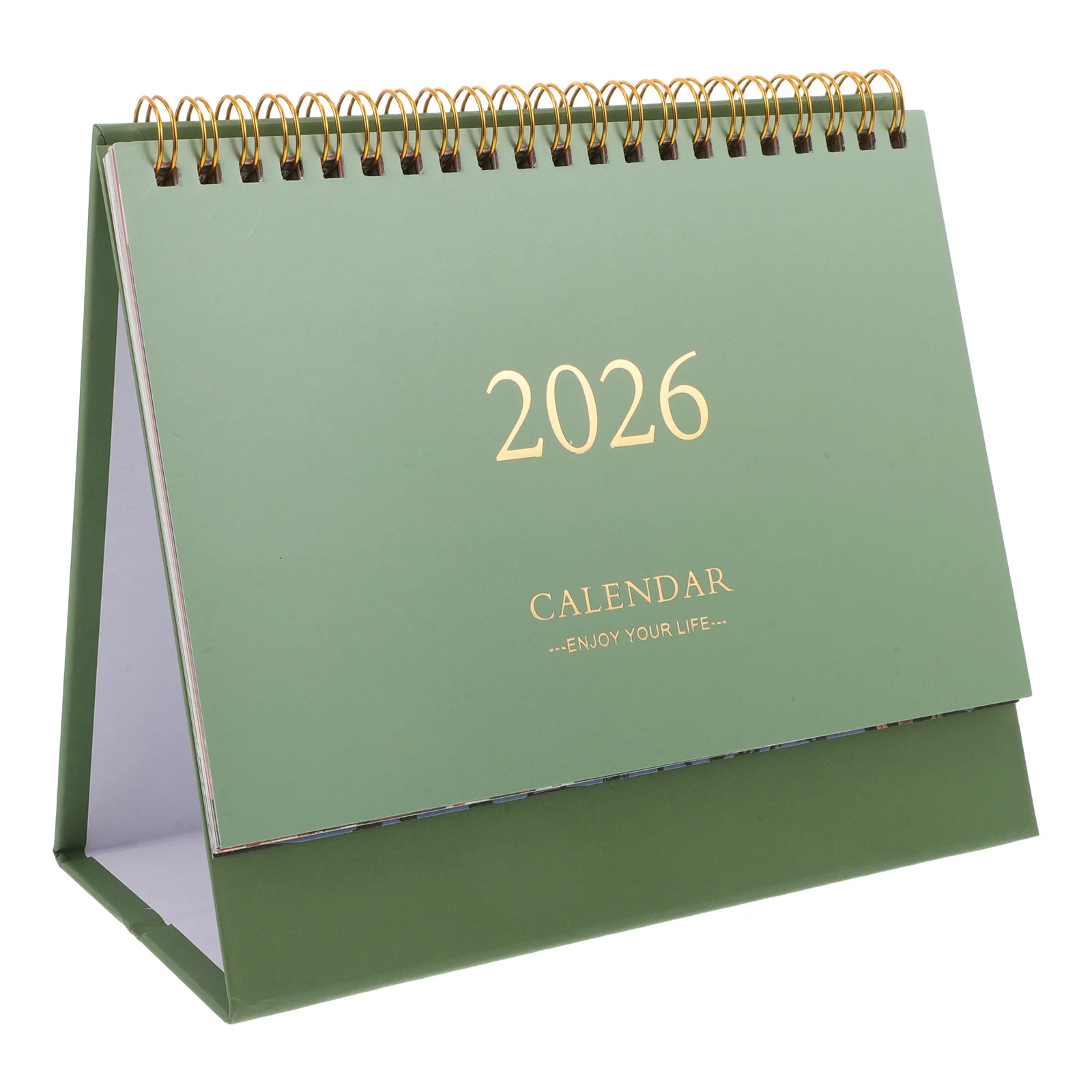 

2026 Mini Desk Calendar Minimalist Small Standing Desktop Calendar Flip Page Daily Schedule for Office Desk Decor Green