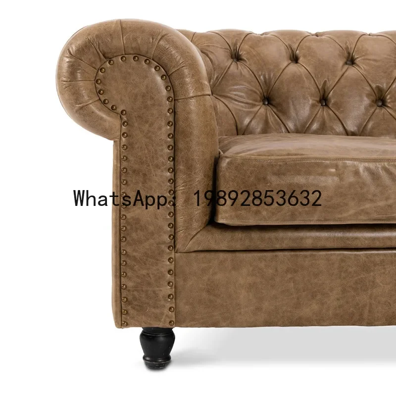a-15 rustic-chic minimalist sofa for small living rooms - modern retro button-tufted three-seater