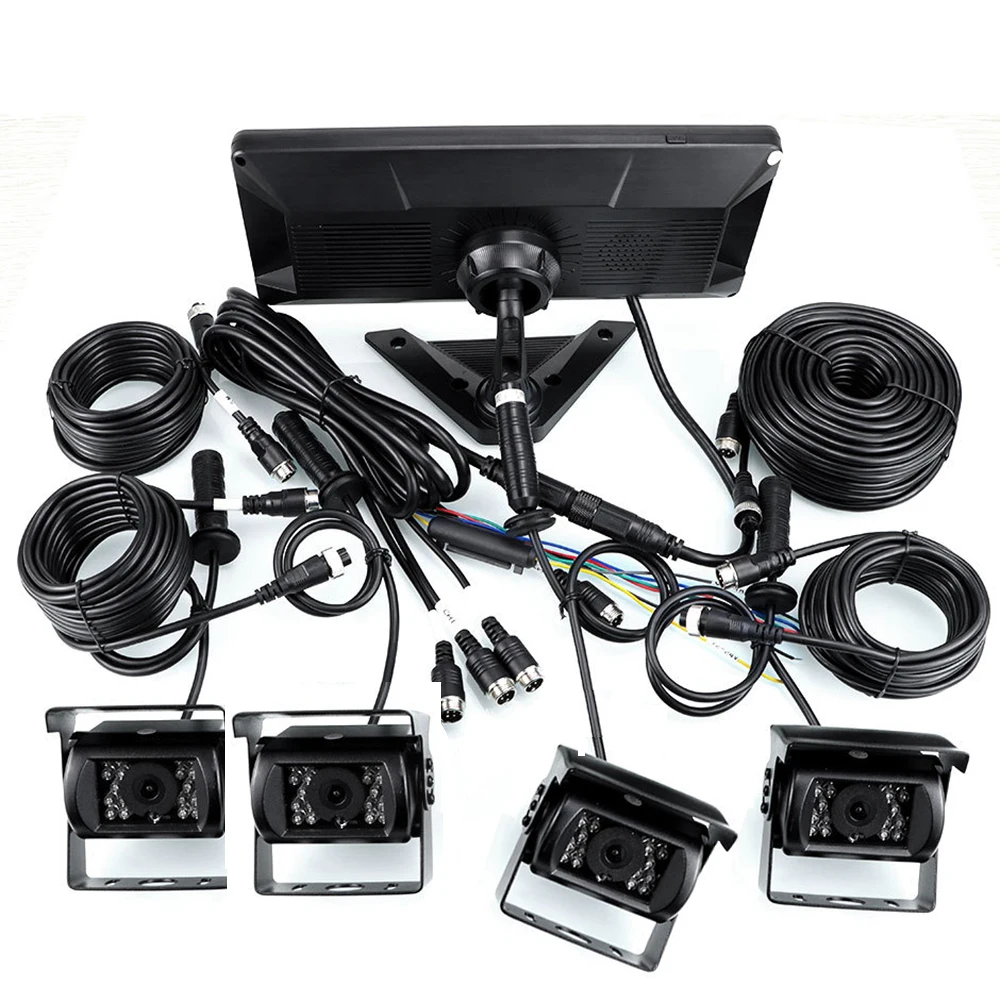 Vehicle 10.3 Inch 4CH AHD DVR IPS Four-way Monitoring All-in-one Recorder Bluetooth Mobile Phone Interconnection Fm Transmission