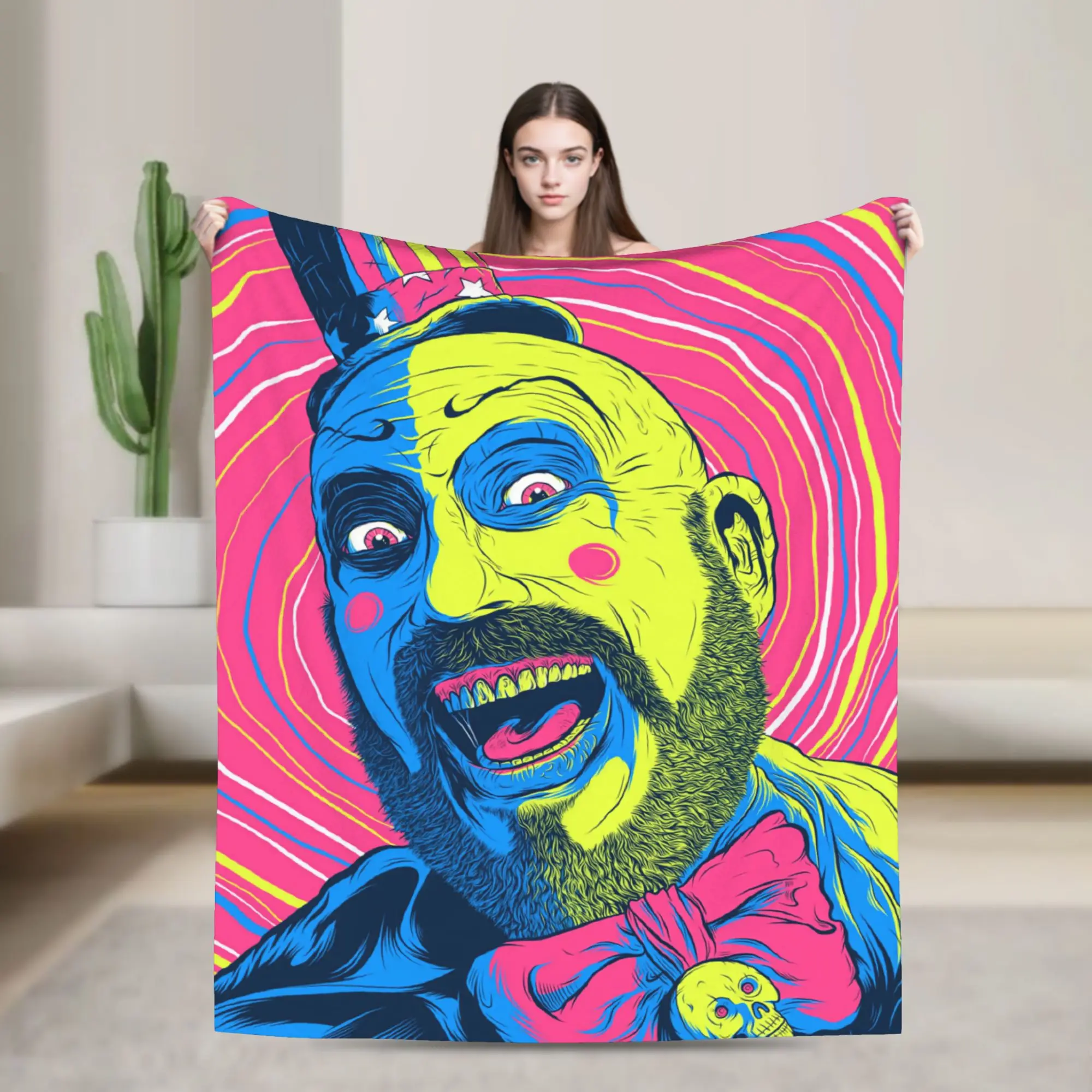 Killer Klowns From Outer Space Wax Flannel Blanket  Warm Soft Throw Blanket for Couch Bed Picnic Fluffy Bedspread Sofa Bed Cover