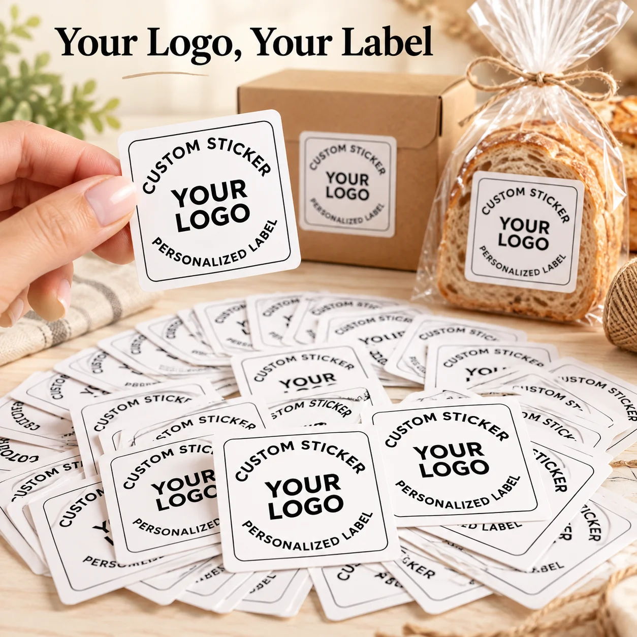 Personalized Custom Square Stickers, Sizes 3/4/5/6/7/ 8cm , Customize Brand Logos, Patterns, and Photos, Suitable for Gift Packaging, Event Promotions, Trade Show Advertising, Store Decorations, Office Brand Promotion,