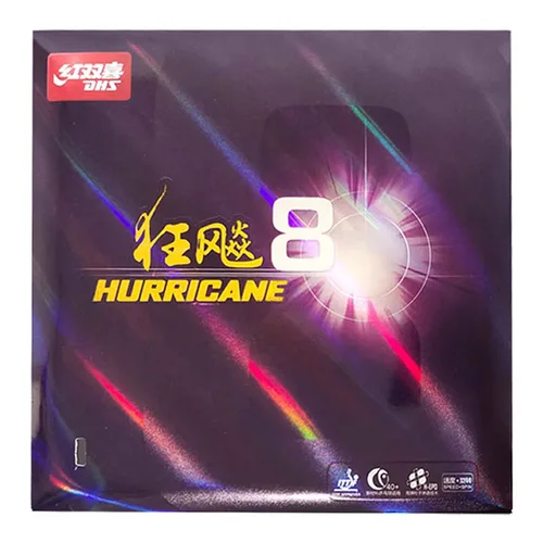 Imagen 2 del producto DHS Hurricane 8, goma elástica para tenis de mesa de alta adherencia para velocidad y bucle, goma de Ping Pong con espinillas y esponja densa
