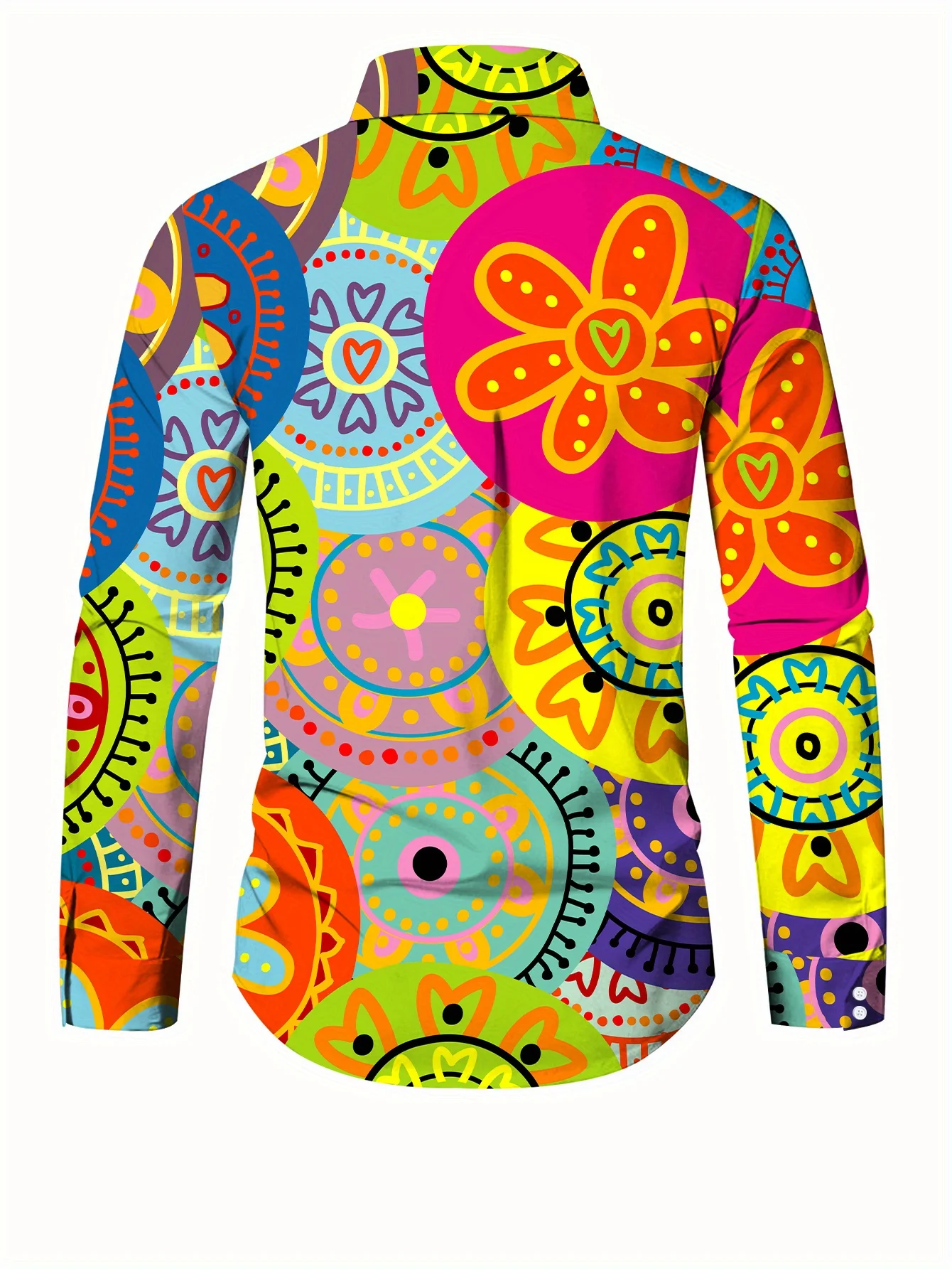 Men's long-sleeved shirts with bold abstract prints - bright colour-block designs, versatile fashion 2025