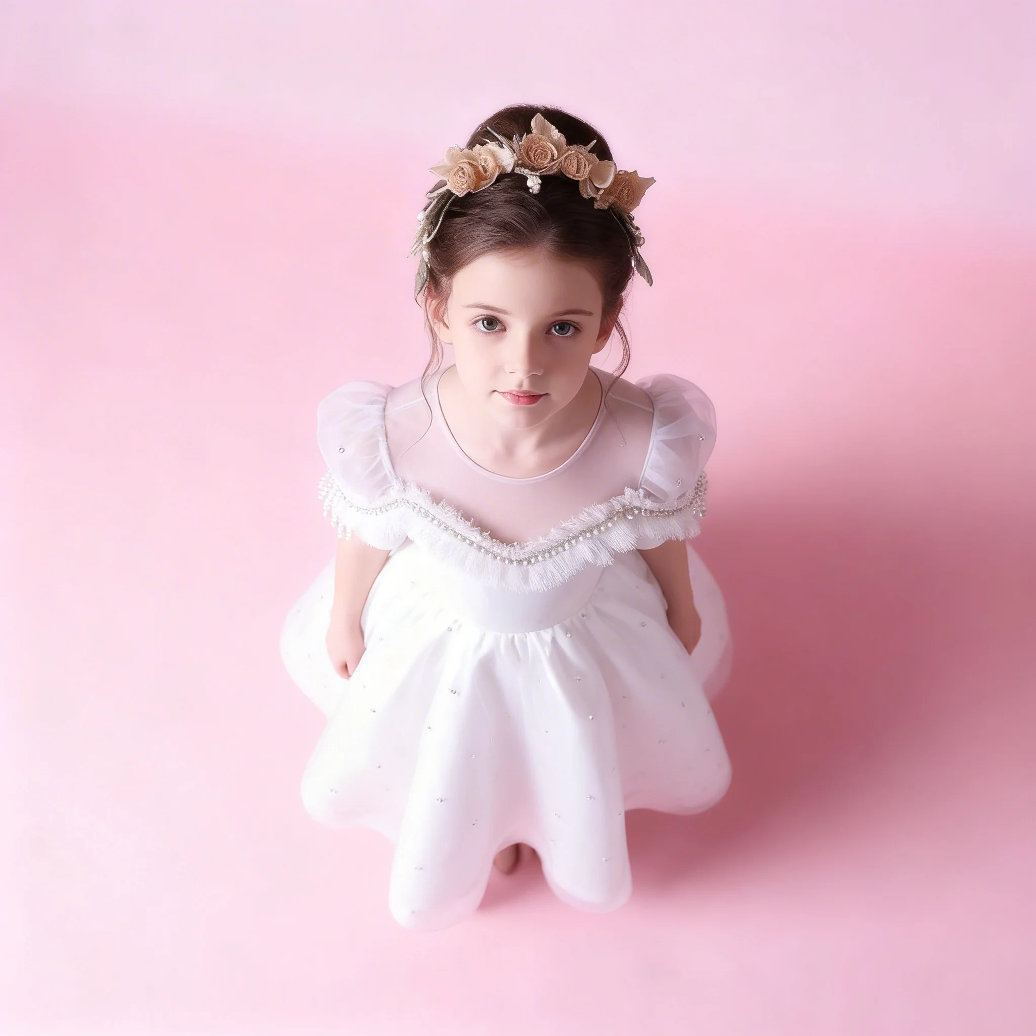Customized Gorgeous Flower Girl Dresses for Wedding Lace Pearls Knee Length Princess Birthday PartyElegant Formal Occasion Gown