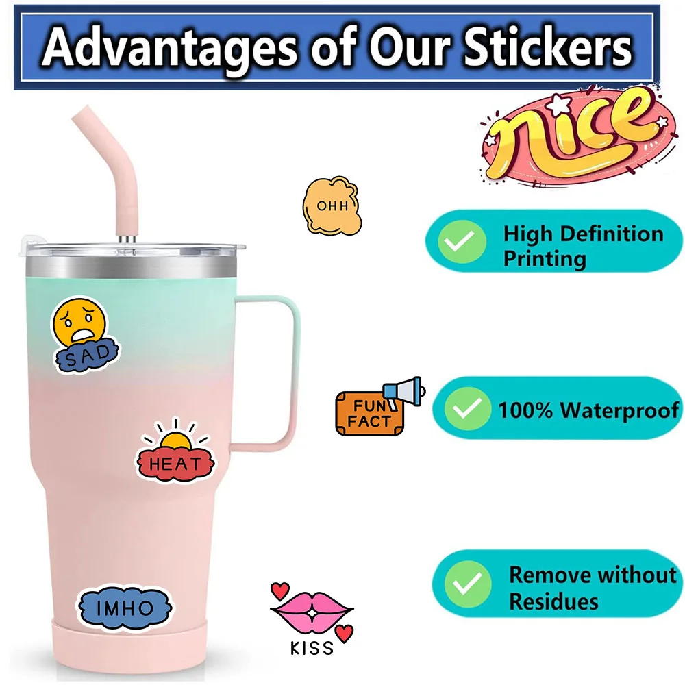 Colorful Positive Slogan Word Sticker Pack Waterproof Decals for Luggage Skateboard Notebook DIY Craft Ornament Gift
