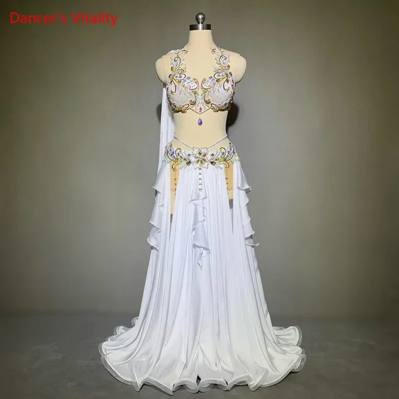 Belly Dance Suit Full Diamond Bra Split Skirt Performance Clothes Profession Custom Adult Child High-end Competition Clothing