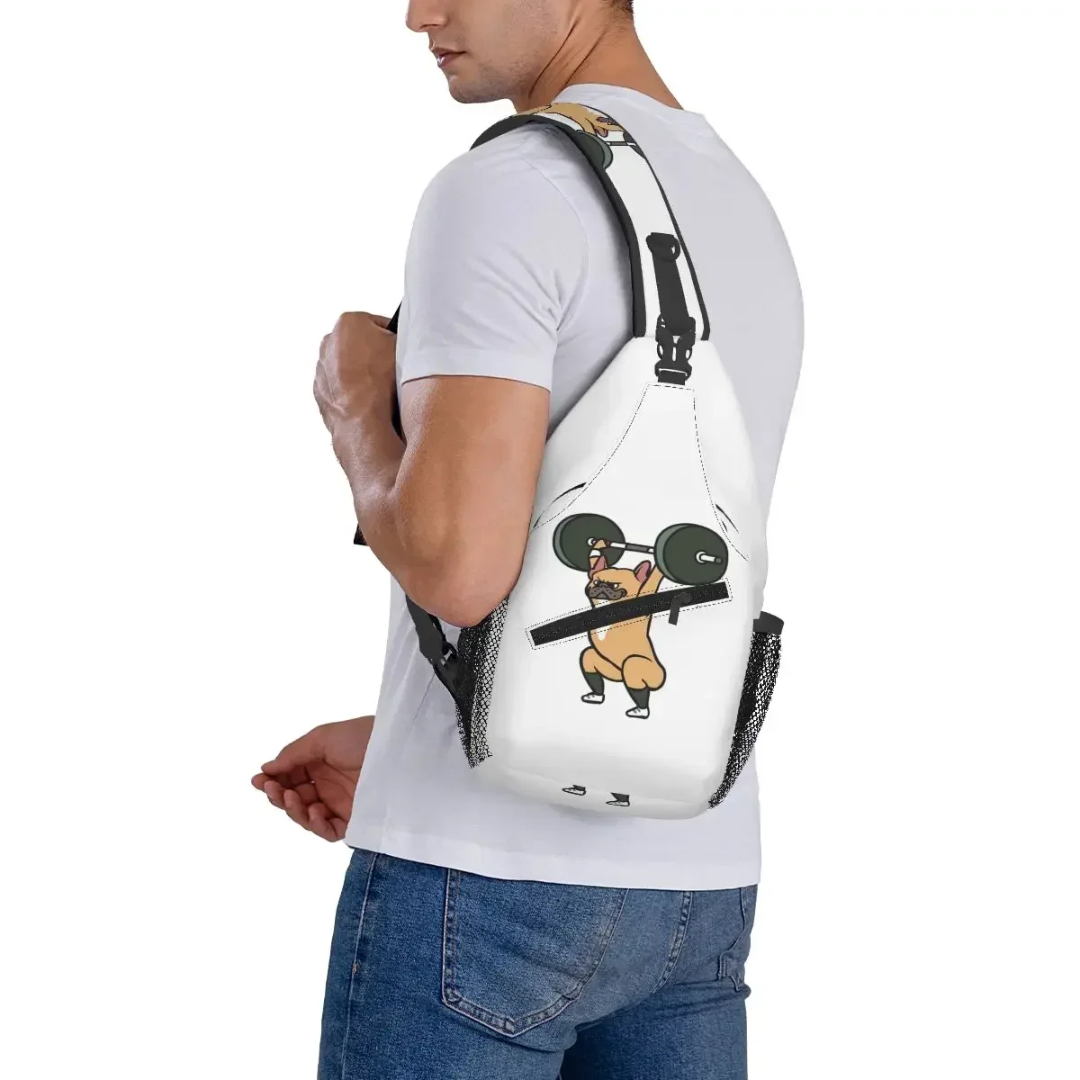 انتزاع رفع الأثقال الفرنسية البلدغ حقيبة صدر للرجال الرجال الرافعة Crossbody على ظهره حقيبة صدر للرجال السفر المشي لمسافات طويلة Daypack حقيبة كتف