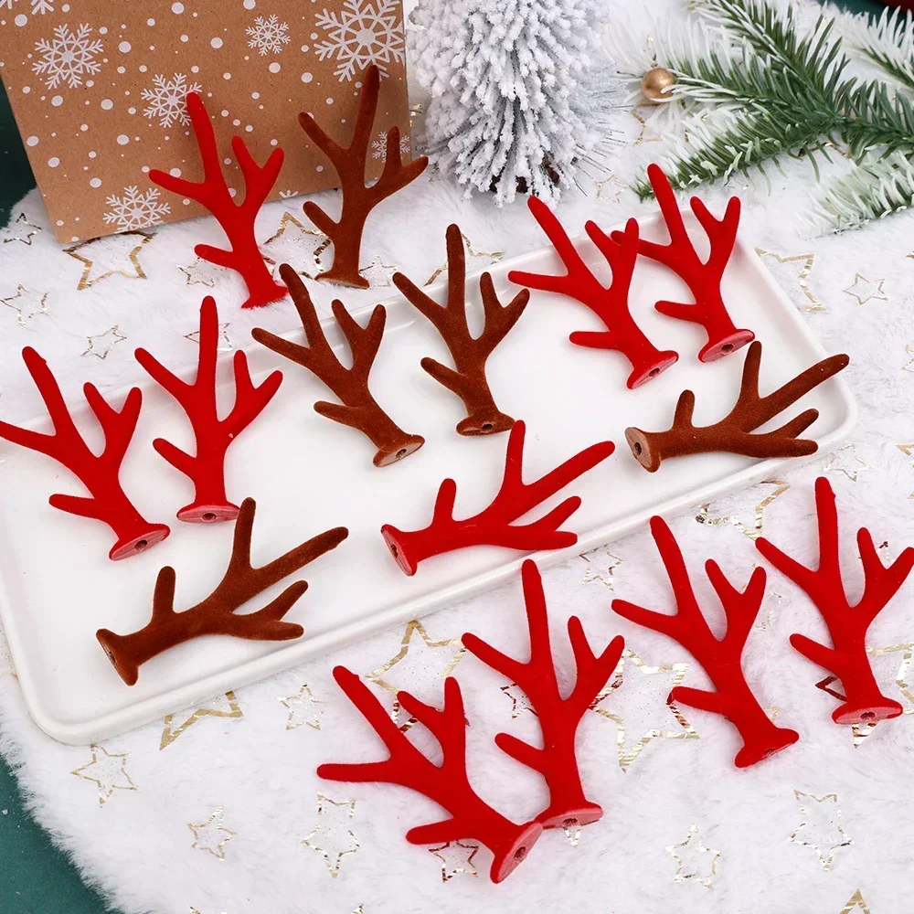 2/40pcs DIY Red Brown Antler Headdress Deer Horn Tree Branches Headband Accessories Christmas Gift Cosplay Photoprops Decor