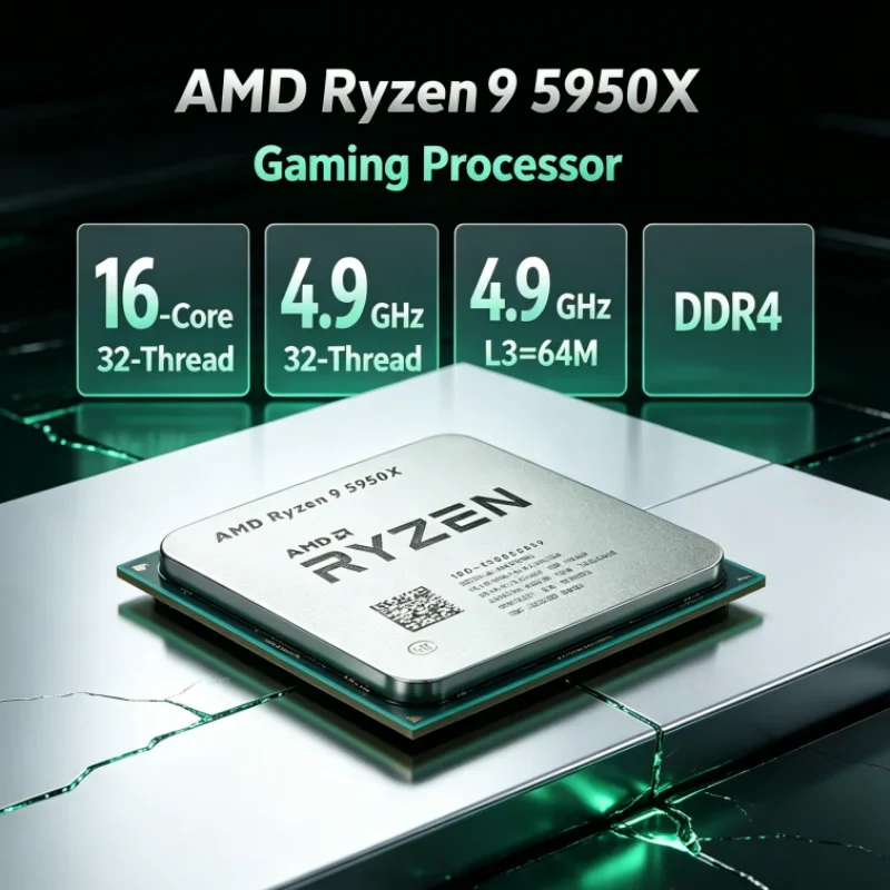 AMD Ryzen 9 5950X Socket AM4 Gaming CPU UP to 4.9GHz 16-Core 32-Thread 105W but without cooler DDR4 3.4 GHz L3=64M