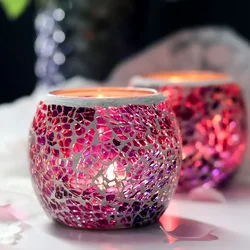 Glass Mosaic Candle Holders Angel Candlestick Home Dinner Romantic Decoration Birthday Wedding Party Tabletop Decor
