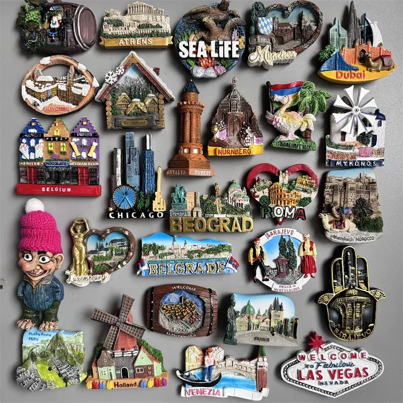 Fridge Magnets Norway USAGreece Germany Turkey Serbia Luxembourg Sarajevo Budva Holland Roma Morocco Germany Tourist Souvenir