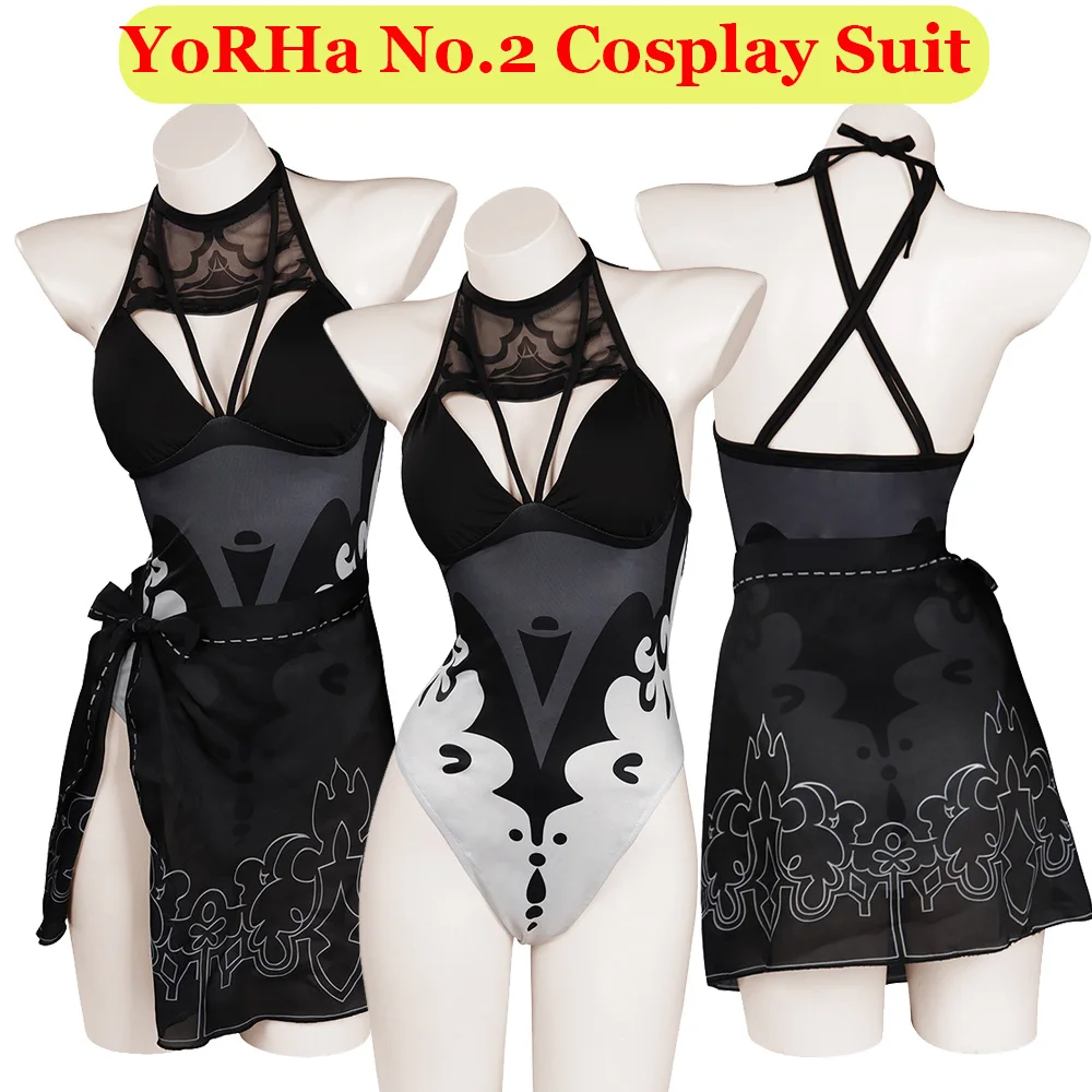 YoRHa 2B Cosplay Sexy Bikini Dress Costume Game NieR:Automata Summer Beach Swimsuit Jumpsuit Women Halloween Party Female Suit