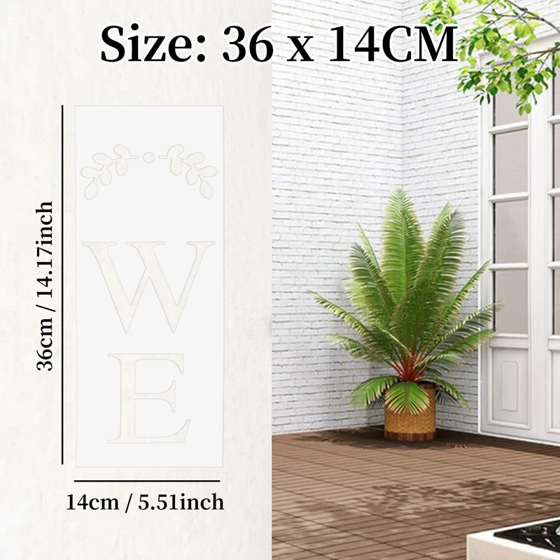 Top-Welcome Sign Stencil, Large Letter Stencils For Painting On Wood Reusable Porch Sign And Front Door Vertical Decorating