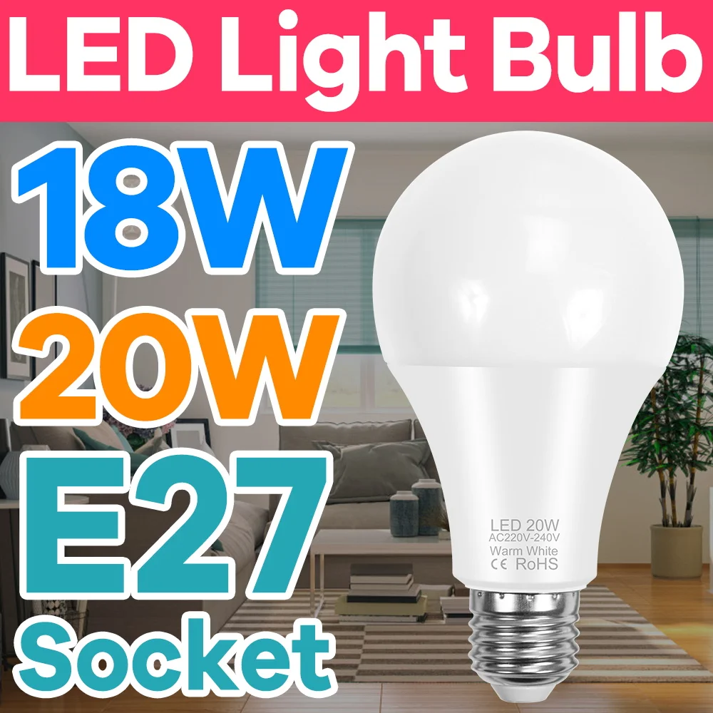 20W Spotlight LED Bulb Lamps E27 Lampada LED Light Bulb AC 220V-240V Smart IC High Brightness Lamp