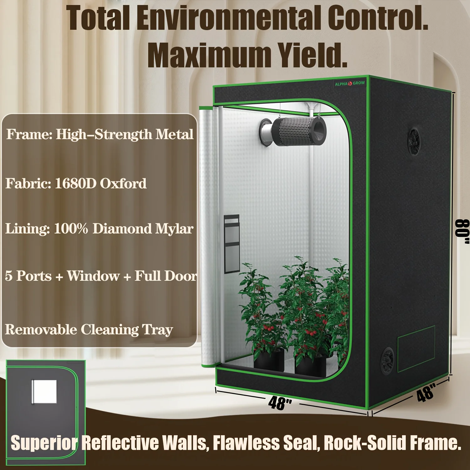 Grow Tent 4X4 - 알파그로우 4X4 실내 재배 텐트 패키지