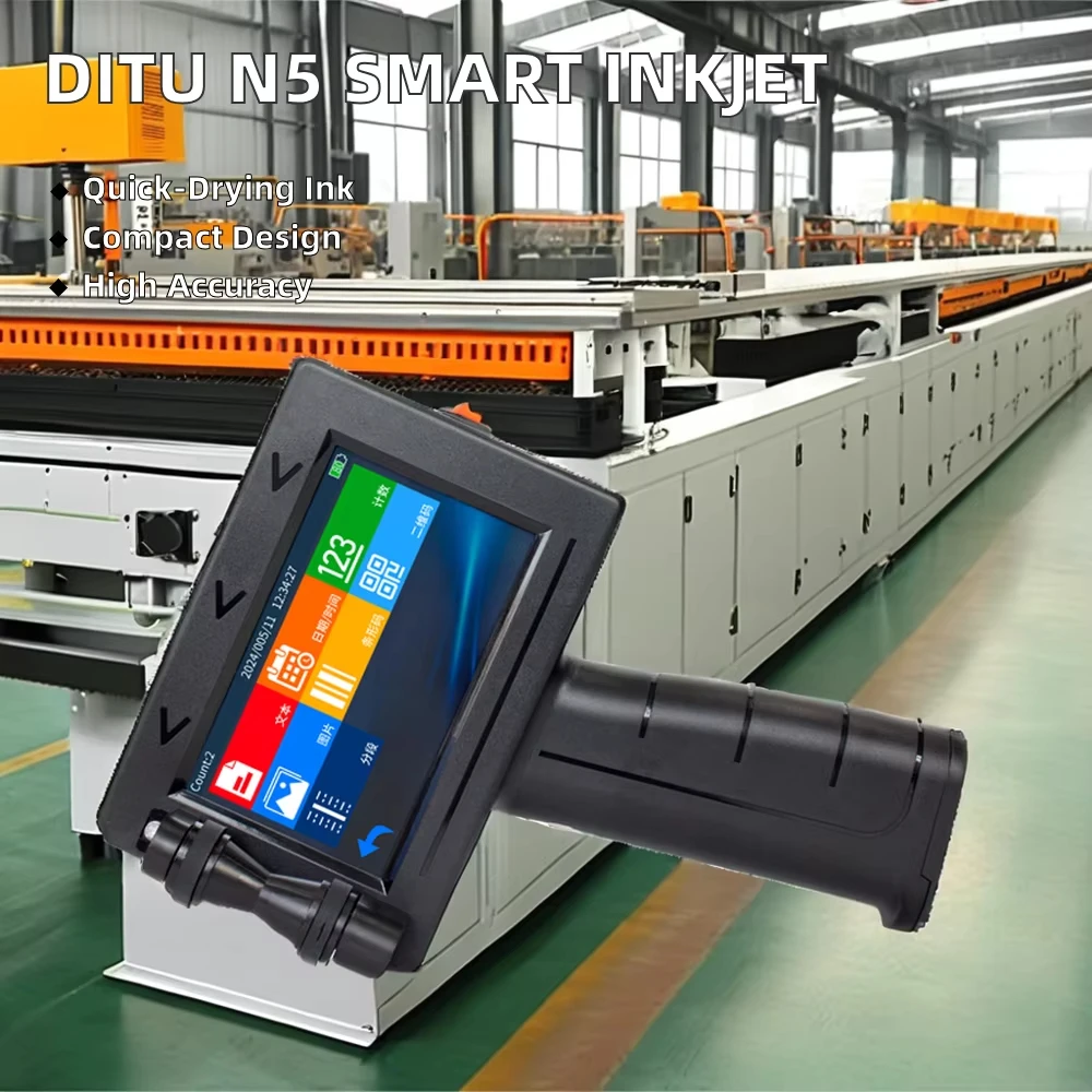 

N5 12.7mm Handheld Inkjet Printer Kit 4.3 Inch LED Touchscreen Quick Dry Inkjet Printer Kit for Characters Barcode Graphics Date