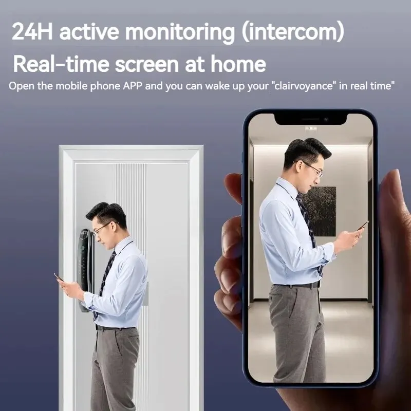 3D Face Real-time Intercom Smart Door Lock Security Camera Intelligent Fingerprint Password Biometric Electronic Key Unlock