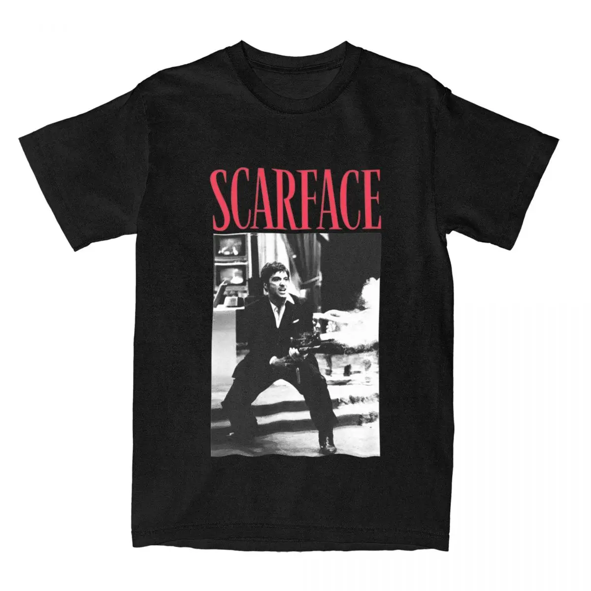 Tony Montana T-Shirt Men Scarface Movie Fun Cotton Tee Shirt Round Neck Short Sleeve T Shirts Summer Clothing