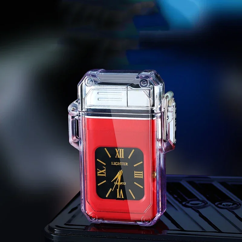 New Windproof Lighter Waterproof Lighter Vintage Watch Bezel Jet Dual Flame Torch Inflatable Metal Outdoor Gas Lighters（No Gas）