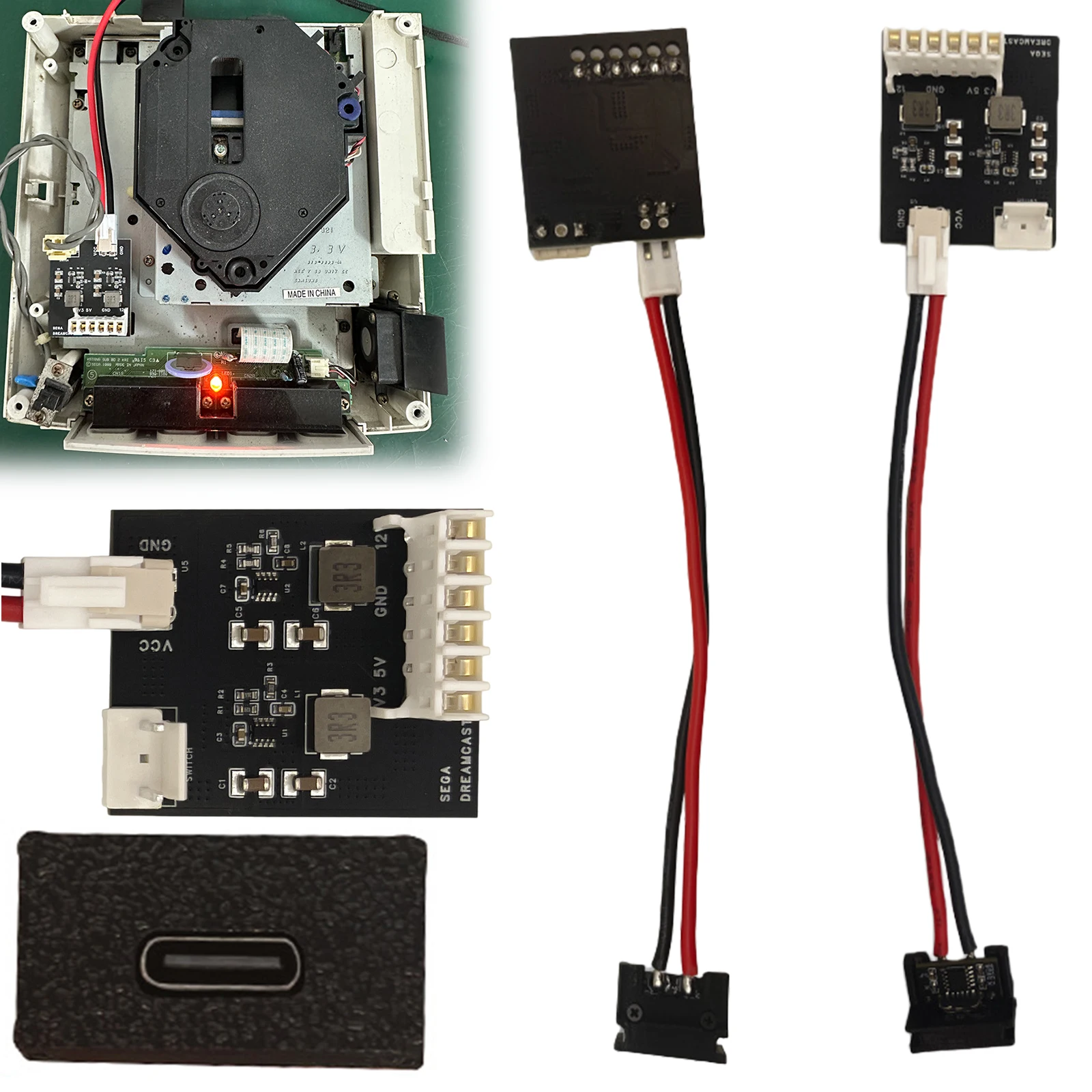

Connector Replacement Power Board ForSEGA Dreamcast PSU Gaming Accessories Power Supply Board Type C Port 12V/3A Plug-and-Play