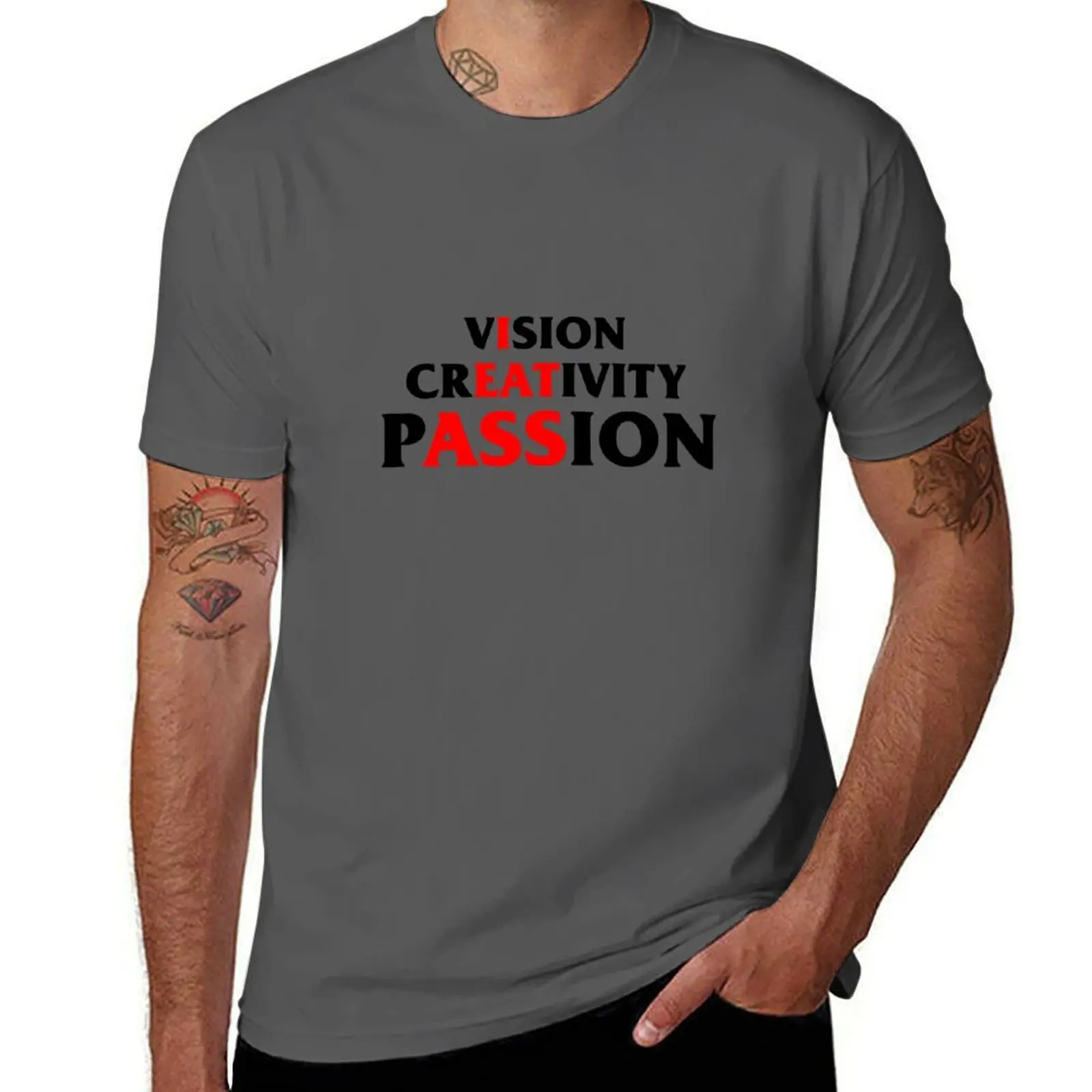 

vIsion crEATivity pASSion T-Shirt Graphic Print Short Sleeve T-Shirt