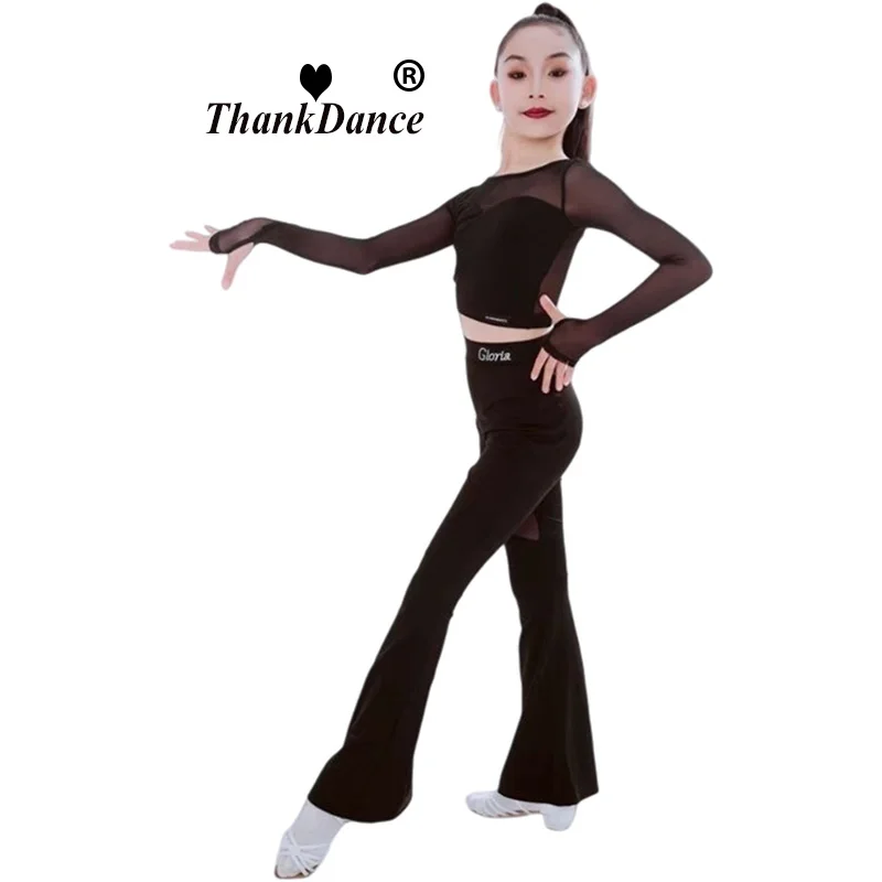 زي تدريب الرقص اللاتيني للفتيات، ملابس أداء للأطفال تشا تشا، ملابس ممارسة اللوائح المنافسة للأطفال للفتيات #3