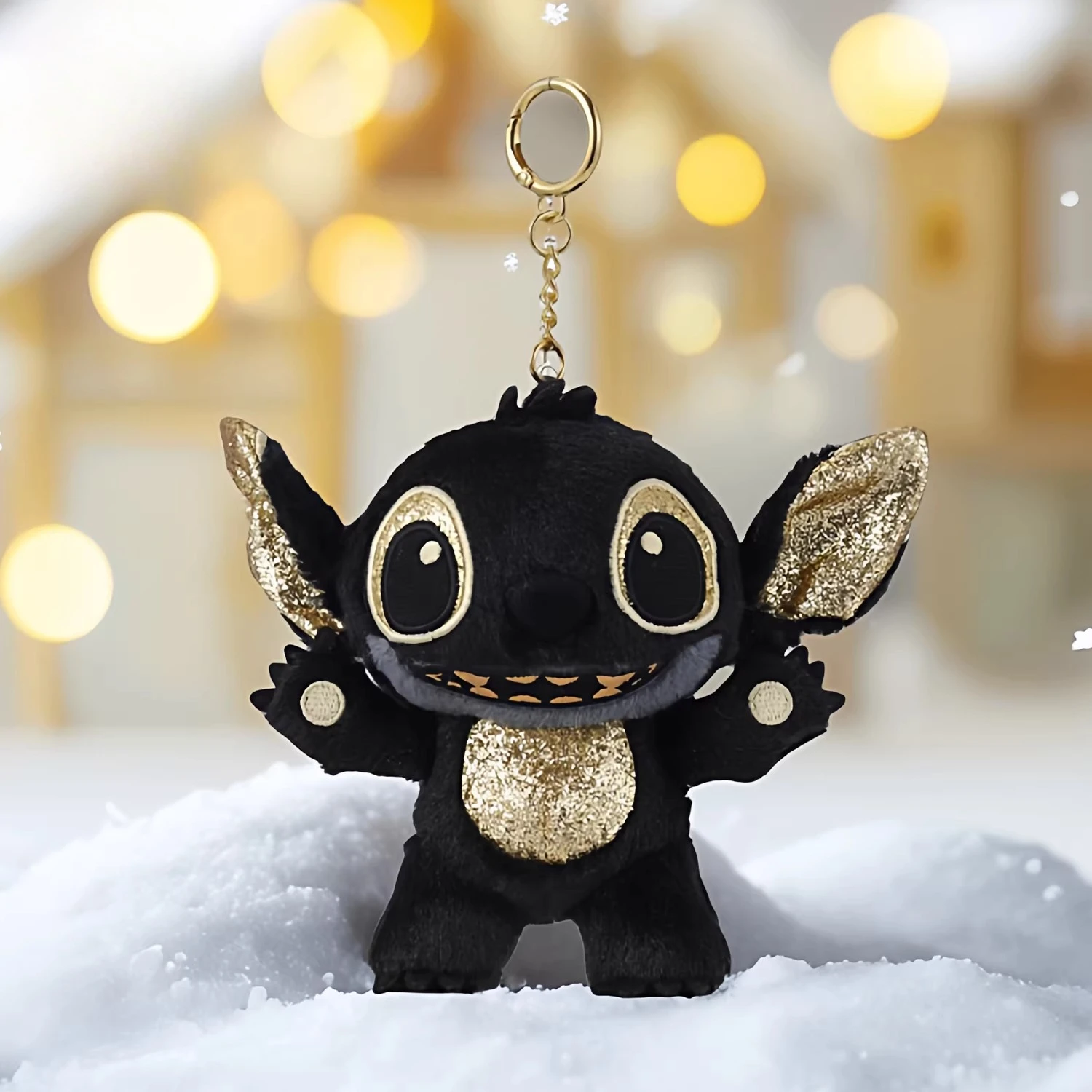 

MINISO Mingchuang Premium Star Baby Stitch Black and Gold Plush Pendant Cute Little Doll Pendant Little Doll
