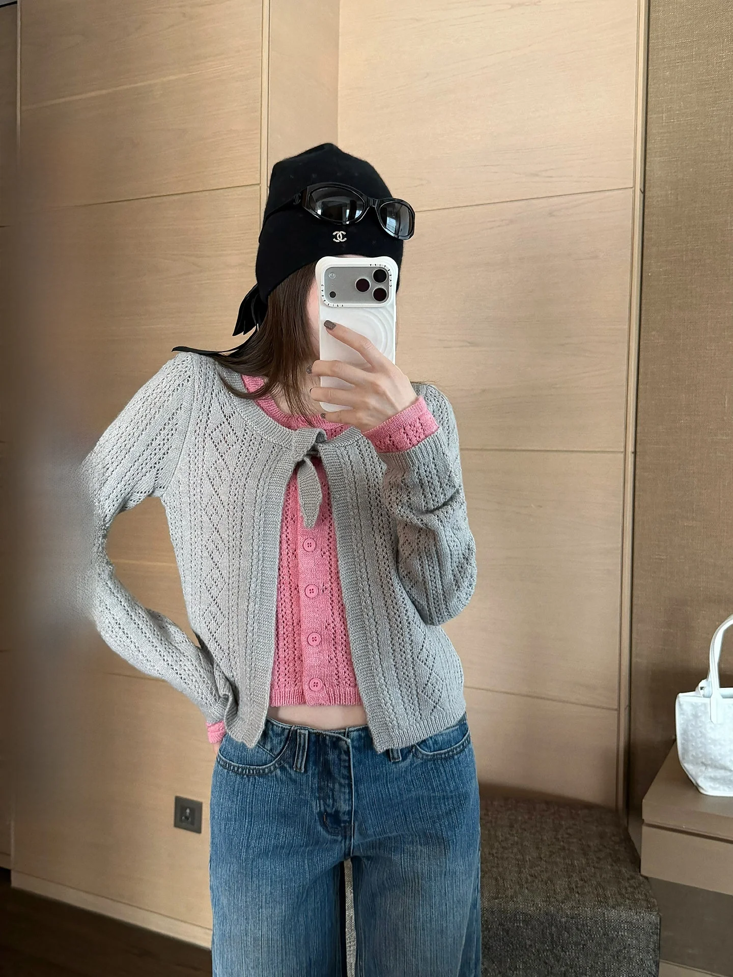 

NingSi Women's Knitted Open Cardigan Hollow Design Slimming Casual Versatile Long Sve Top Spring New Sle Straight Cut