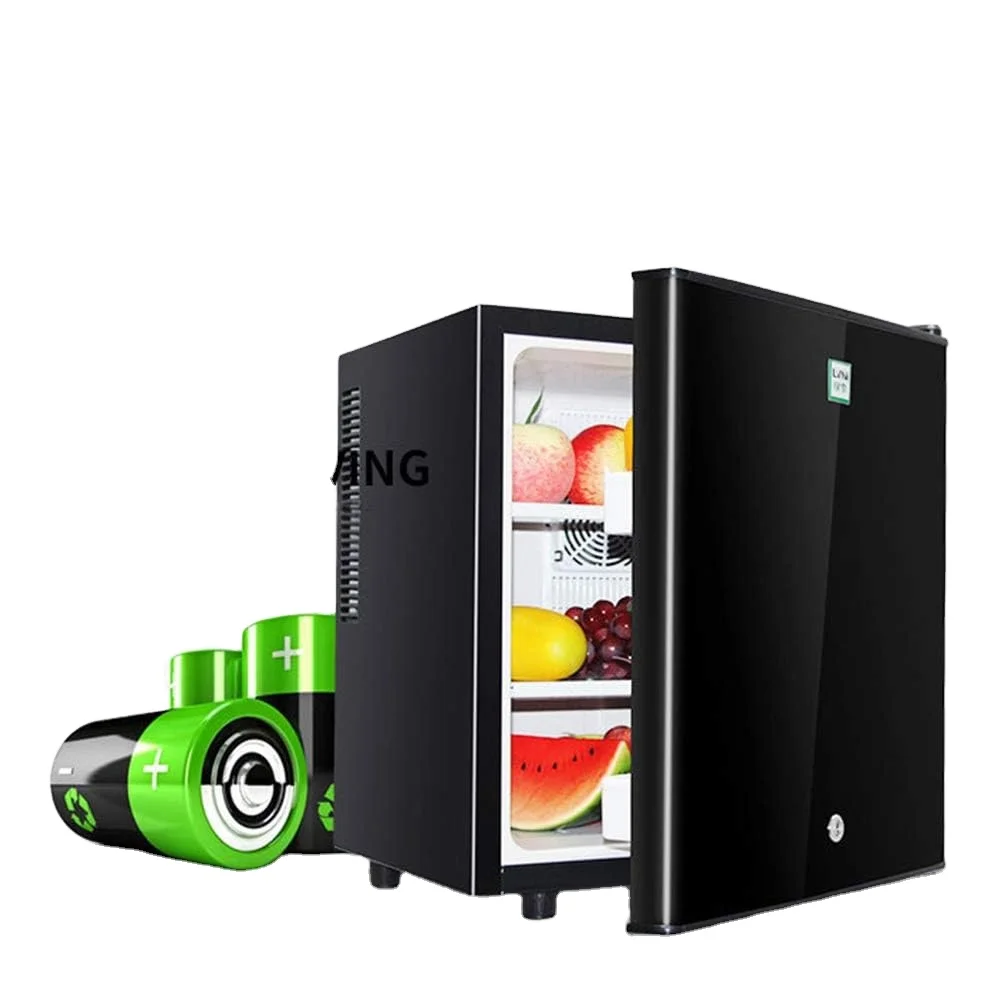 ثلاجة بار صغيرة تجارية للفندق مع قفل 30 لتر، باب إسفنجي أسود وأبيض، ثلاجة صغيرة مع ضوء LED