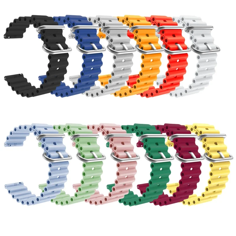 20mm 22mm Ocean strap silicon watch band for Samsung huawei silicone bracelet with buckle watch straps for smart watch