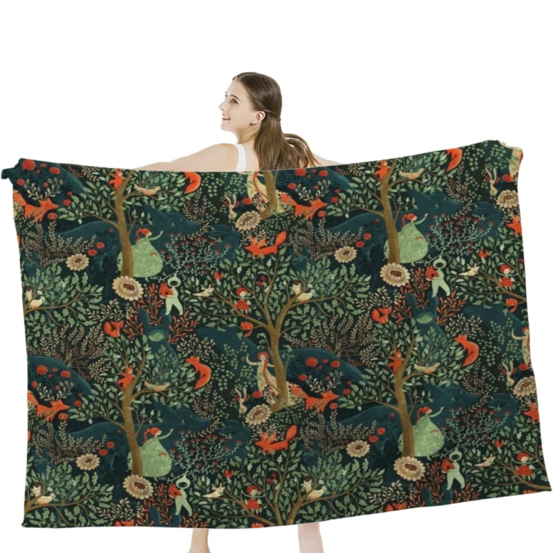 Whimsical Wonderland Throw Blanket Soft Velvet Blanket Travel Bedding Blanket