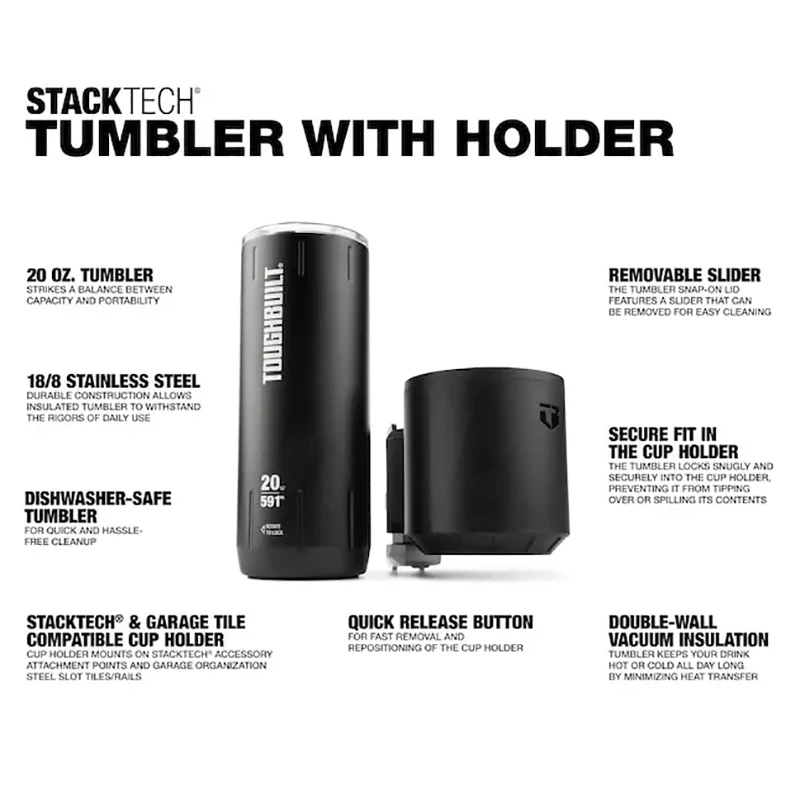 TOUGHBUILT TB-B1-A-52 Vacuum Cup STACKTECHP 20oz Tumbler & Holder 591ml Porte-gobelet Double-layer Vacuum Lnsulation Cup