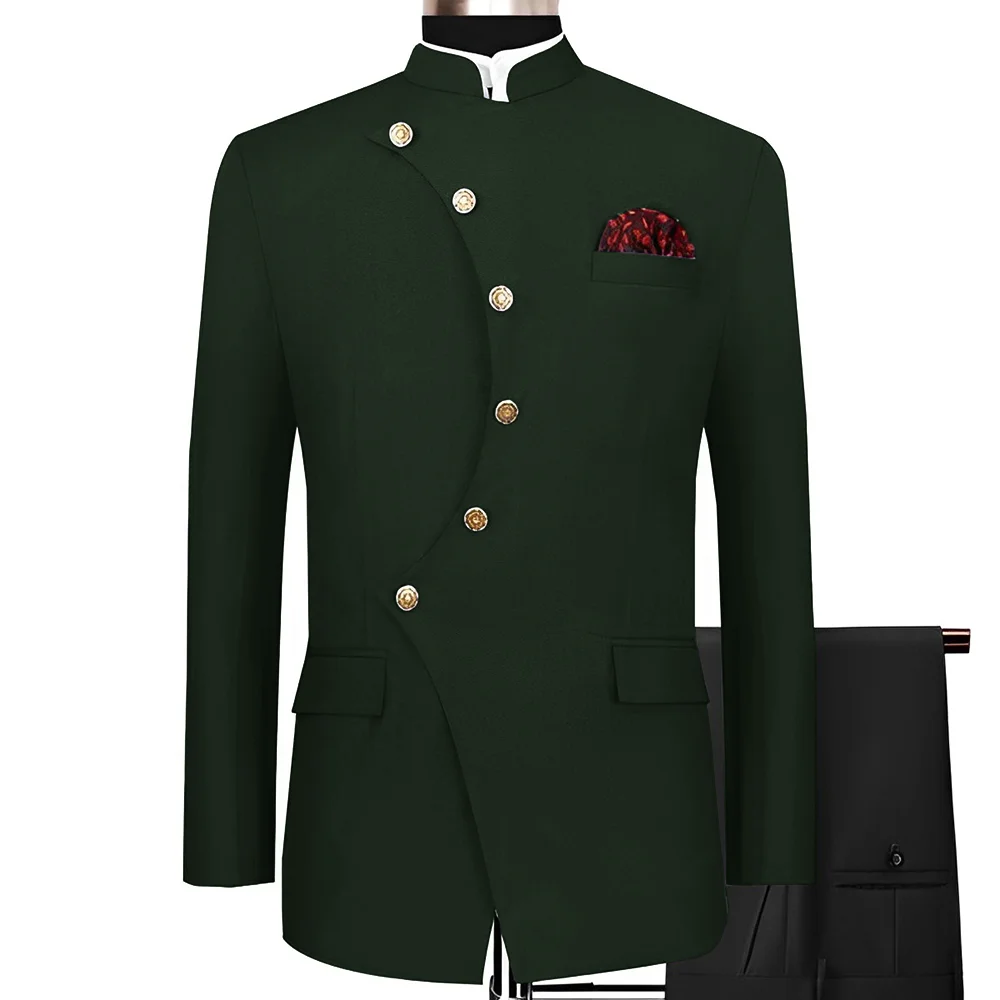 Traje de estilo indio para hombre, conjunto de 2 piezas, Blazer de diseño de botonadura única, esmoquin de boda, chaqueta Formal para novio, pantalones, vestido elegante para hombre