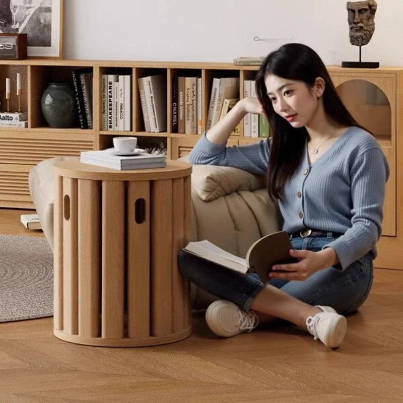 New Wooden Stackable Round Stool Creative Compact Side Table Living Room Furniture Solid Wood Nightstand Bedside Stool