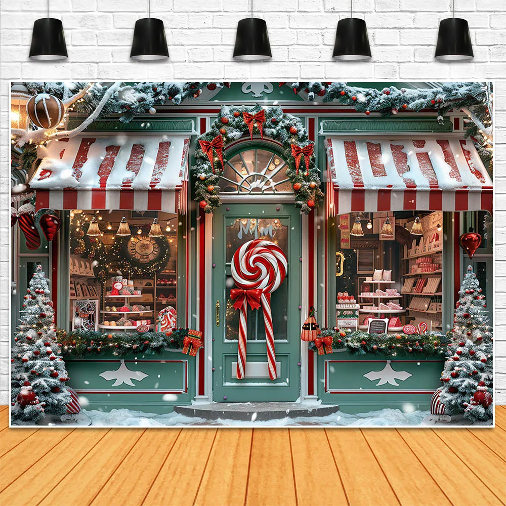 Mocsicka-خلفيات عيد الميلاد للتصوير الفوتوغرافي ، ثلوج شتوي ، أخضر عتيق ، هدية عيد الميلاد ، متجر الحلوى ، خلفية صور الأطفال في الهواء الطلق ، الدعائم