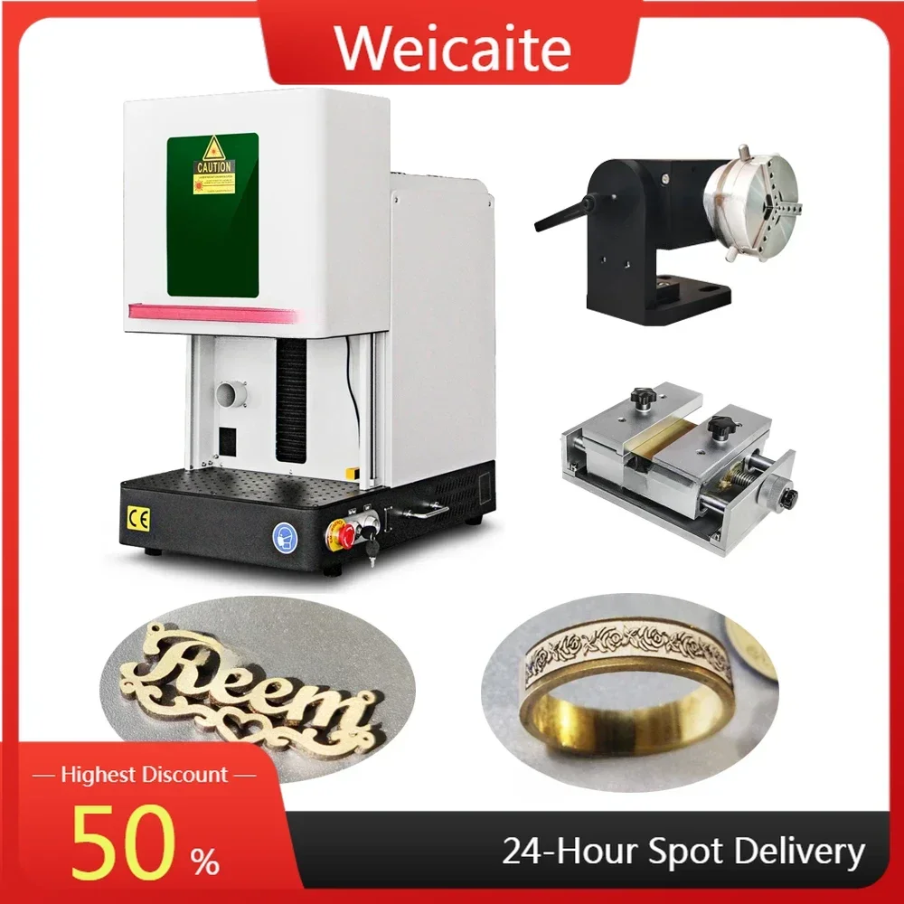 New Enclosed 30w 50w 60w 100w JPT Fiber Laser Engraving Machine Gold Silver Name Necklace Cutting Maquina De Corte Grabado Joyas