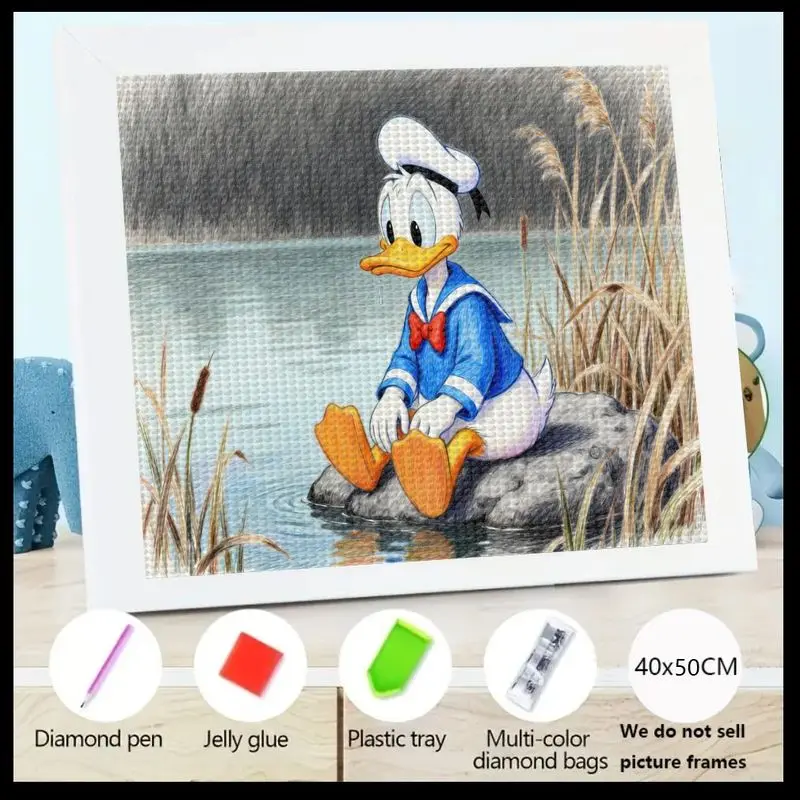 

1PC Donald Duck 5D Diamond Painting Kit DIY Cartoon Art Crystal Gem Craft Set with Complete Tools, 40x50CM, Creative Home Decora