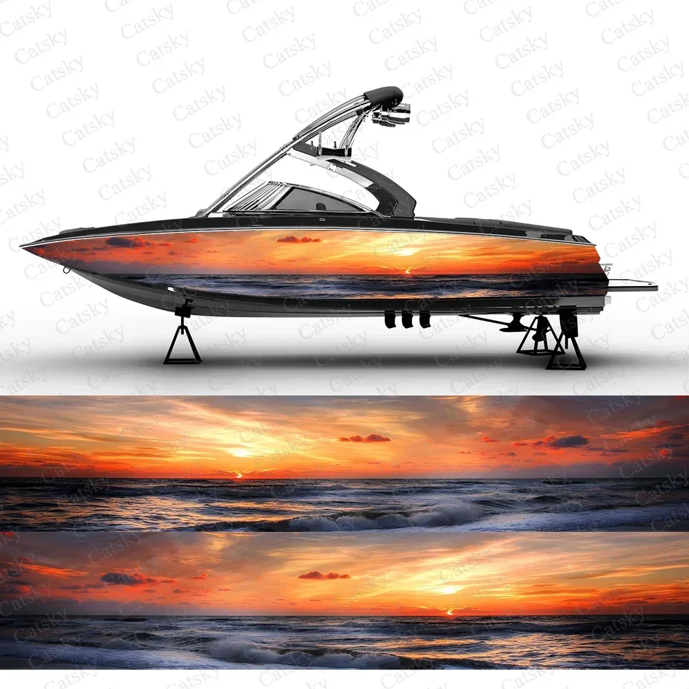 

Закат, пляжные волны, красивый природный пейзаж, наклейки на лодку, виниловая пленка, наклейки с краской, лодка, водные виды спорта, наклейки на лодку, наклейки