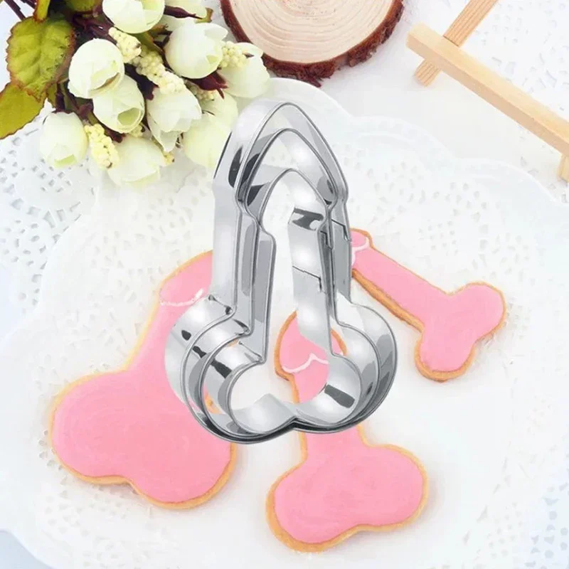 3Pcs/Set 3D Dick Fondant Mold  Stainless Steel Sexy Penis Cookies Cake Tools Cake Decor Party Baking Moulds Kitchen Accessories