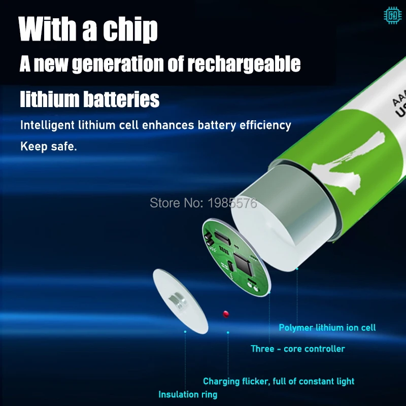 بطارية USB قابلة لإعادة الشحن ، 1.5 فولت ، 550 مللي واط/ساعة ، ليثيوم بوليمر ، شحن سريع بواسطة كابل Micro USB