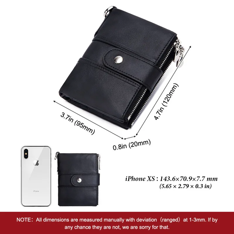 RFID anti-theft wallet genuine leather bag multi-function buckle zipper retro crazy horse cowhide men\'s bag casual coin purse