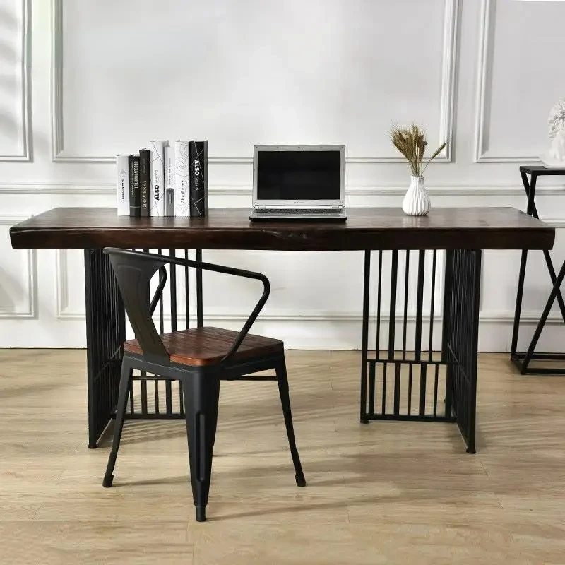 

American Industrial Computer Table And Chair Classical Solid Wood Bar Large Conference Table Iron Study Desk Office Furniture