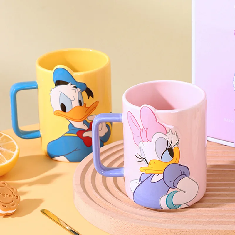 Disney Mickey Minnie Cartoon with Gift Box Large Capacity Drinkware Handle Ceramic Hot Water Cup Mug Milk Cup Coffee Cup