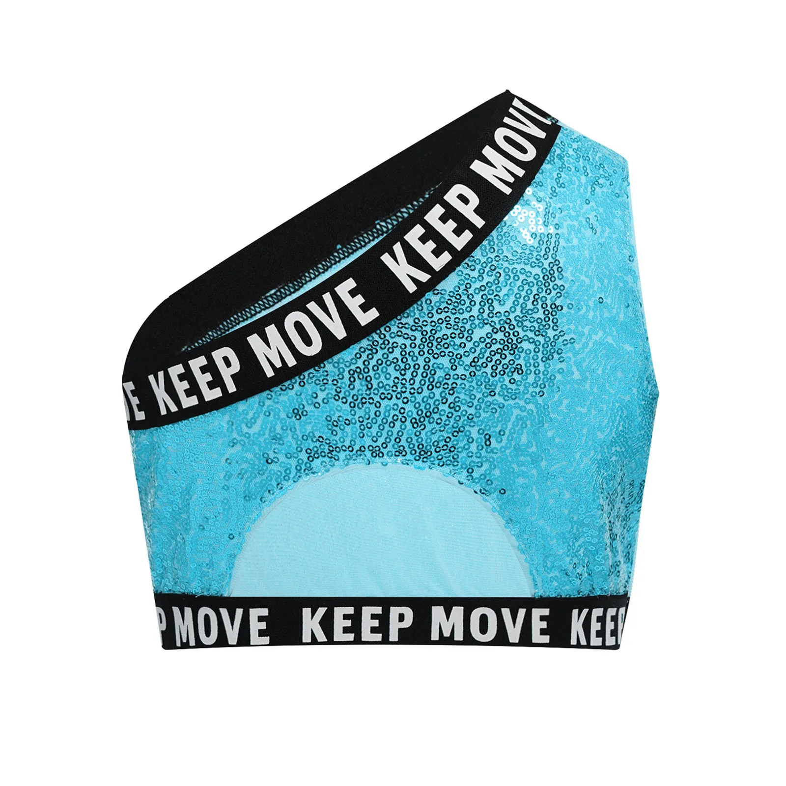 Costume da ballo jazz per ragazze Fahison monospalla con paillettes Canotta corta senza maniche con stampa di lettere Gilet lucido Streetwear