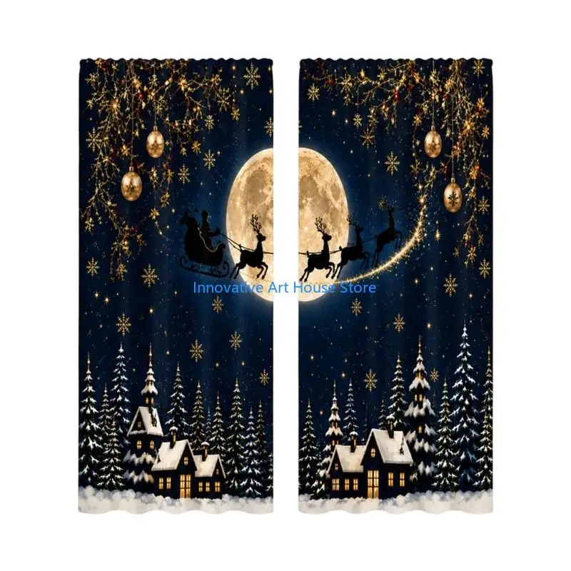 E1PC Festive Window Curtains Set of 2 for Bedroom and Office Window Use